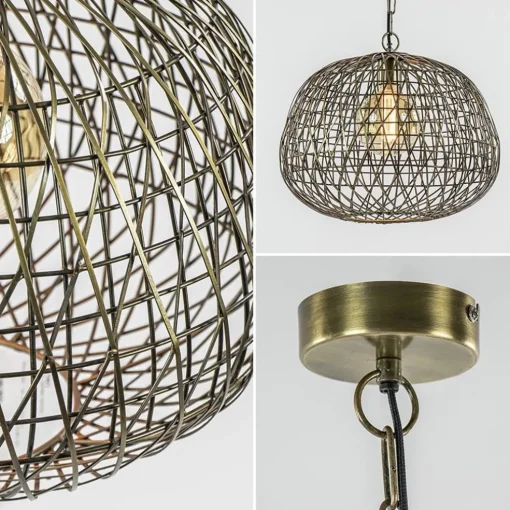 Landelijke hanglamp Alwina antiek brons L&L