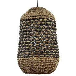 Landelijke hanglamp Tripoli rotan met zwart
