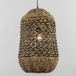 Landelijke hanglamp Tripoli rotan met zwart