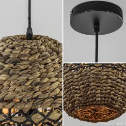 Landelijke hanglamp Tripoli rotan met zwart