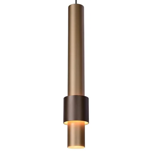 Landelijke 5-lichts LED hanglamp cilinders bruin