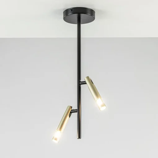 Landelijke plafondlamp zwart met goud G9
