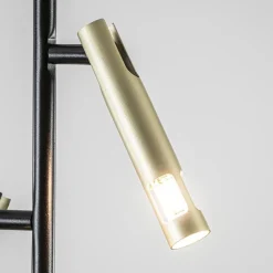Landelijke plafondlamp zwart met goud G9
