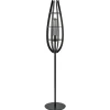Landelijke vloerlamp mat zwart met houten kap