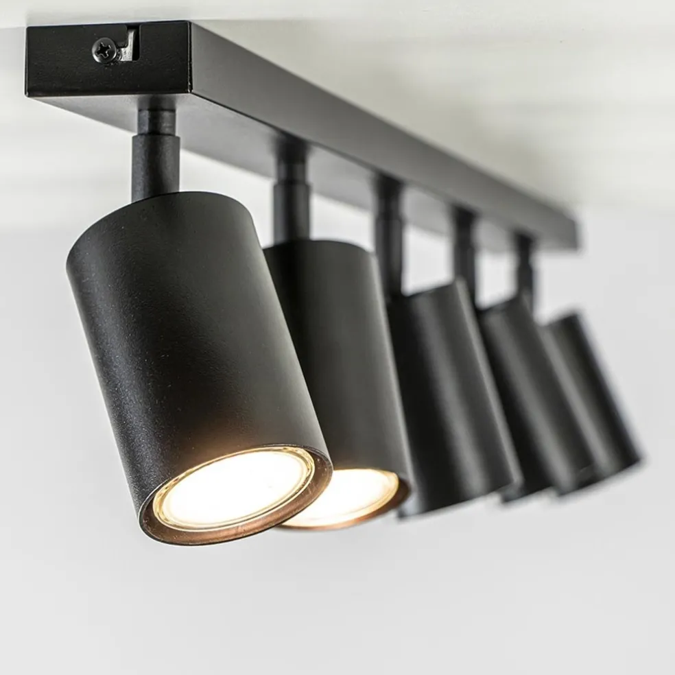 Langwerpige GU10 5-lichts opbouwspot mat zwart