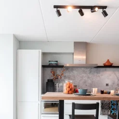 Langwerpige GU10 5-lichts opbouwspot mat zwart