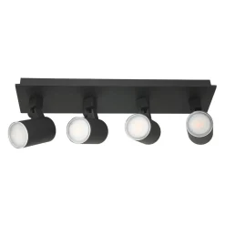 Langwerpige LED opbouwspot zwart 4-lichts