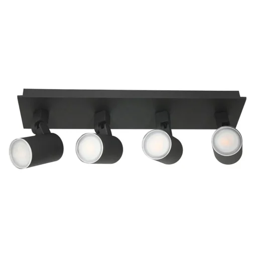 Langwerpige LED opbouwspot zwart 4-lichts