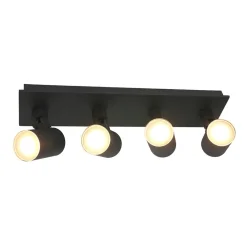 Langwerpige LED opbouwspot zwart 4-lichts