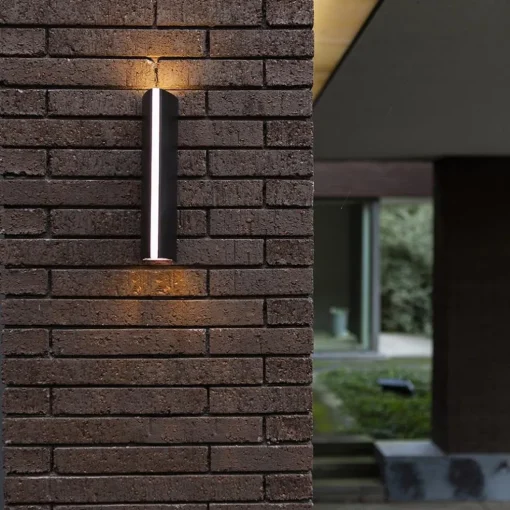 Langwerpige zwarte buitenlamp up+down en front