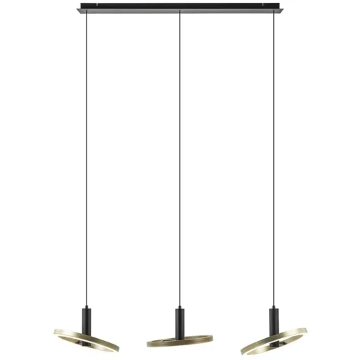 LED eettafelhanglamp 3-lichts balk zwart/goud dimbaar