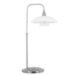 LED tafellamp staal met wit glas inclusief dimmer