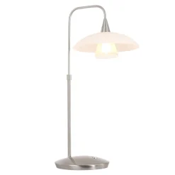LED tafellamp staal met wit glas inclusief dimmer