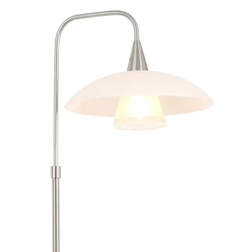 LED tafellamp staal met wit glas inclusief dimmer