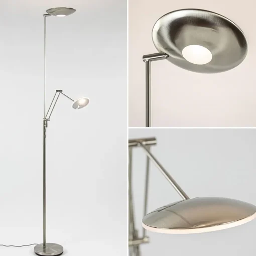 LED uplighter met verstelbare leesarm nikkel