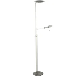LED vloerlamp staal met uplighter en helder glas