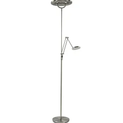 LED vloerlamp staal met uplighter en leeslamp