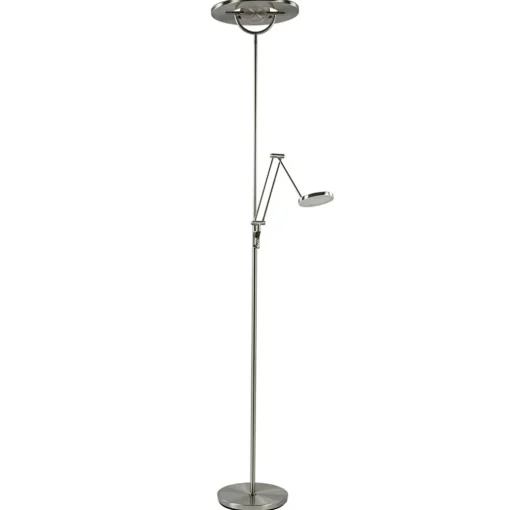 LED vloerlamp staal met uplighter en leeslamp