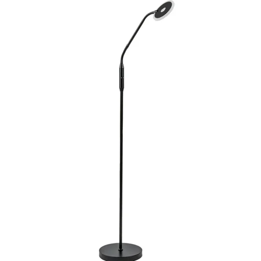 LED vloer/leeslamp mat zwart metaal verstelbaar