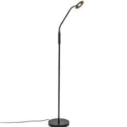 LED vloer/leeslamp mat zwart metaal verstelbaar