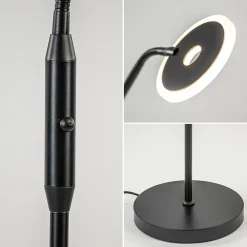 LED vloer/leeslamp mat zwart metaal verstelbaar