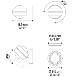 LED wandlamp up+down Nautilus Mini zwart verstelbaar