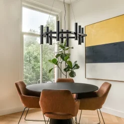 12-Lichts design hanglamp 6-hoekig mat zwart