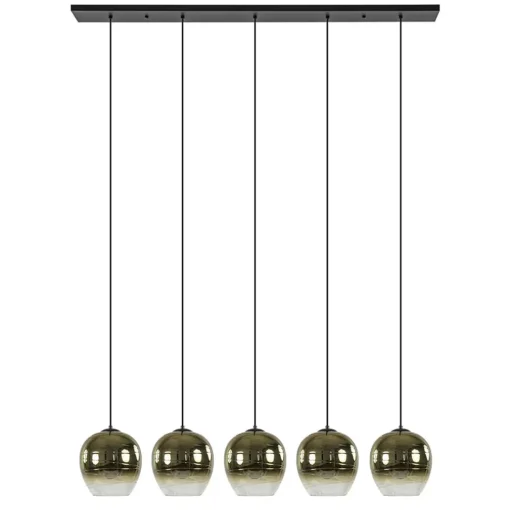 5-Lichts eettafelhanglamp gold gradient glas