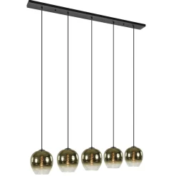 5-Lichts eettafelhanglamp gold gradient glas