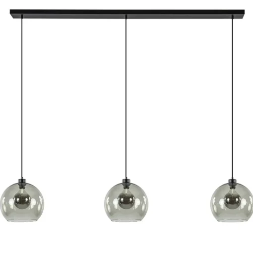 3-Lichts eettafelhanglamp met smoke glazen bollen