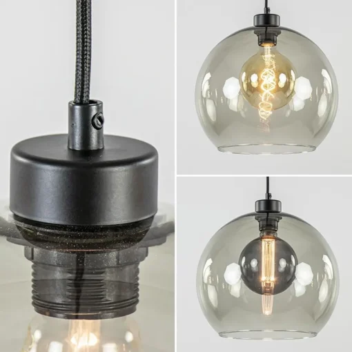 3-Lichts eettafelhanglamp met smoke glazen bollen