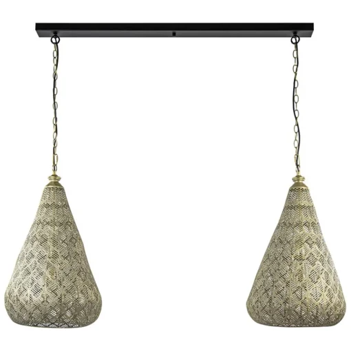 2-Lichts eettafelhanglamp mat goud/zwart oriental
