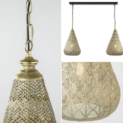 2-Lichts eettafelhanglamp mat goud/zwart oriental