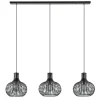 3-Lichts eettafelhanglamp onion mat zwart