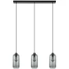 3-Lichts eettafelhanglamp smoke glas cilinder