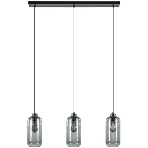 3-Lichts eettafelhanglamp smoke glas cilinder