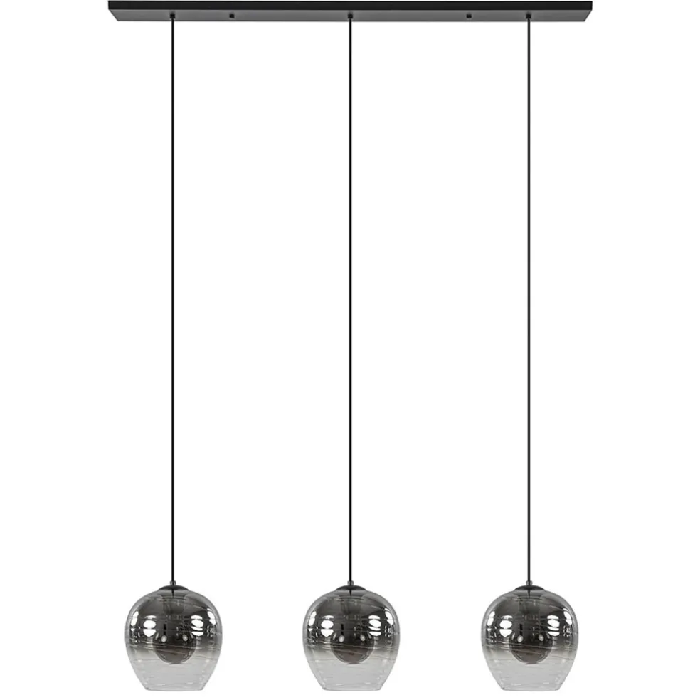 3-Lichts eettafelhanglamp smoke/helder glas