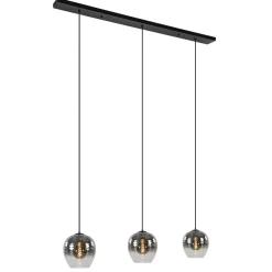 3-Lichts eettafelhanglamp smoke/helder glas