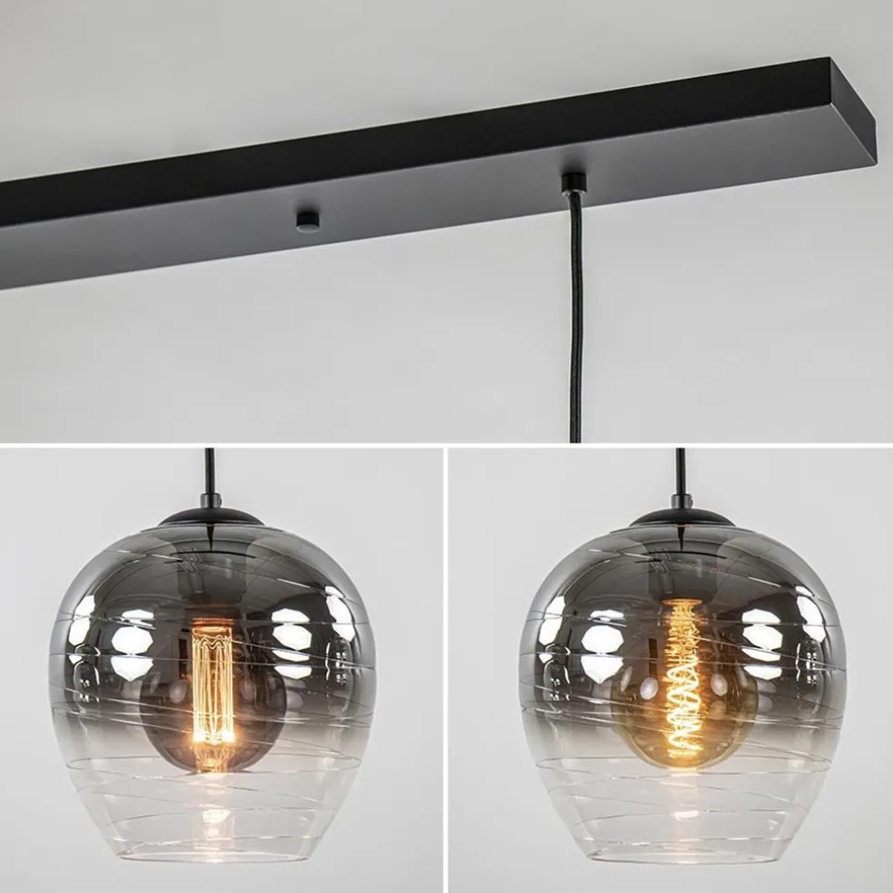 3-Lichts eettafelhanglamp smoke/helder glas