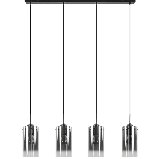 4-Lichts eettafelhanglamp smoke glas met verloop