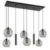 8-Lichts eettafelhanglamp smoke glas + GU10 spots