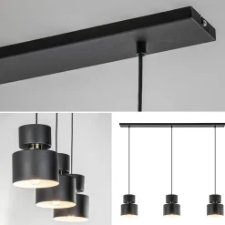 3-Lichts eettafelhanglamp zwart met goud accent