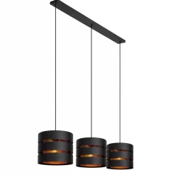 3-Lichts eettafelhanglamp zwart met goud