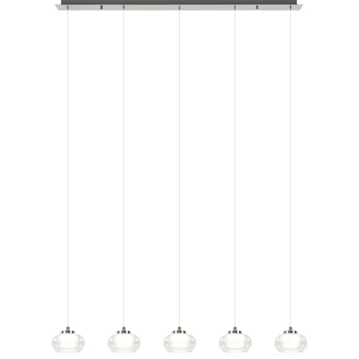 5-Lichts hanglamp chroom met helder glas en dimbaar LED