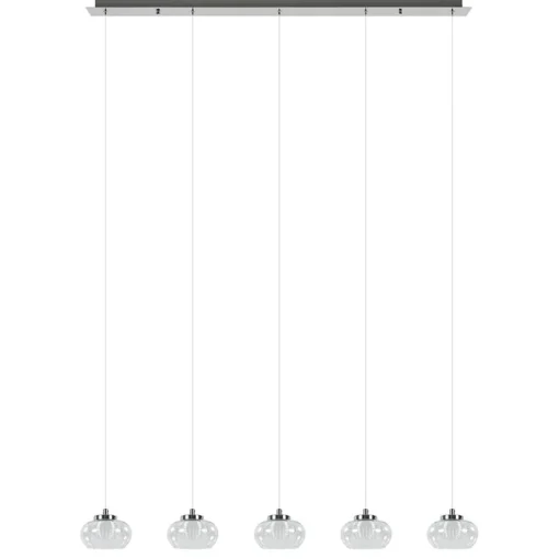 5-Lichts hanglamp chroom met helder glas en dimbaar LED