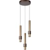 3-Lichts hanglamp LED cilinders bruin rond