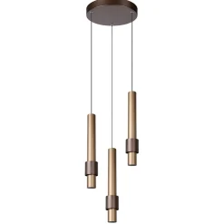 3-Lichts hanglamp LED cilinders bruin rond