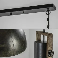 3-Lichts hanglamp Shelly landelijk metaal met hout