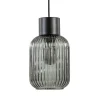 1-Lichts hanglamp zwart met smoke glazen cilinder