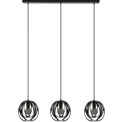 3-Lichts hanglamp zwart met ronde kappen